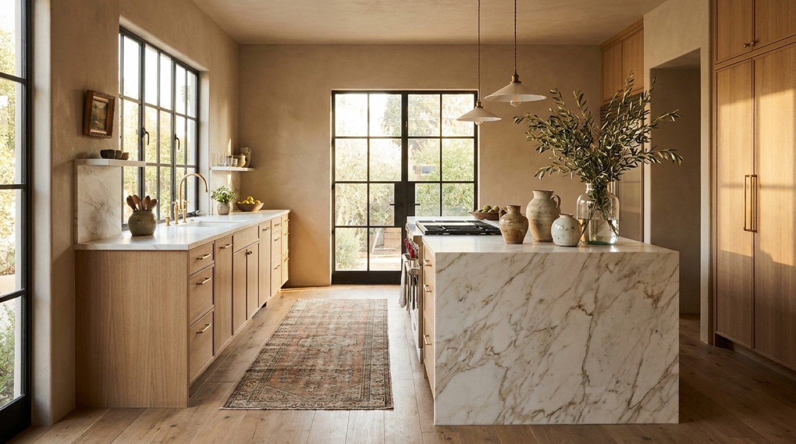 Renovated Rockridge kitchen with marble island